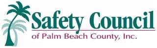 Logo of the Safety Council of Palm Beach County featuring palm trees and text.